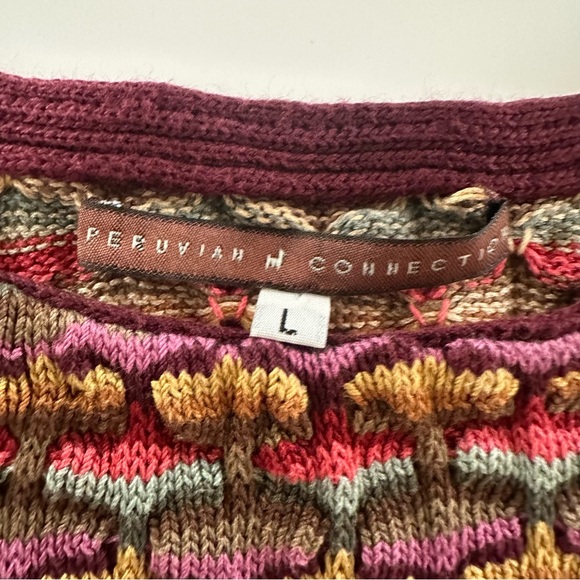 Peruvian Connection Multicolor Knit Sweater top 100% Pima cotton - Picture 4 of 7